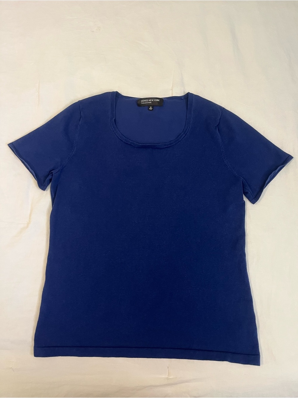Jones New York Royal Blue Short Sleeve Scoop Neck Top